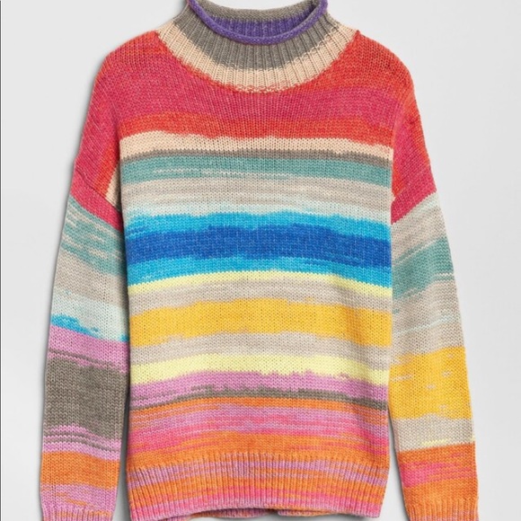 GAP | Rainbow Colorful Stripe Mock Sweater - Picture 3 of 10